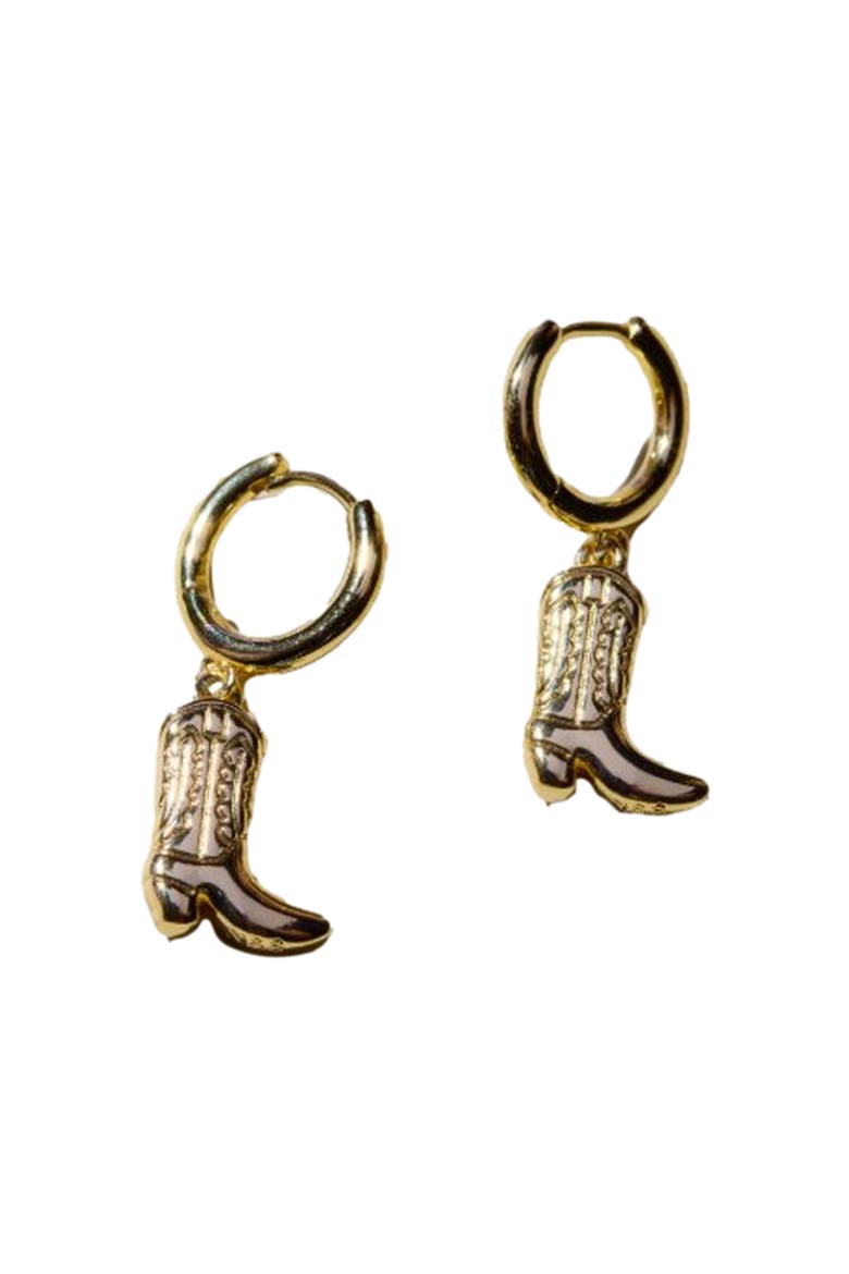 Cowgirl Boot Huggies Earrings, Main, color, Gold
