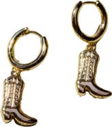 Nickel & Suede Cowgirl Boot Huggies Earrings