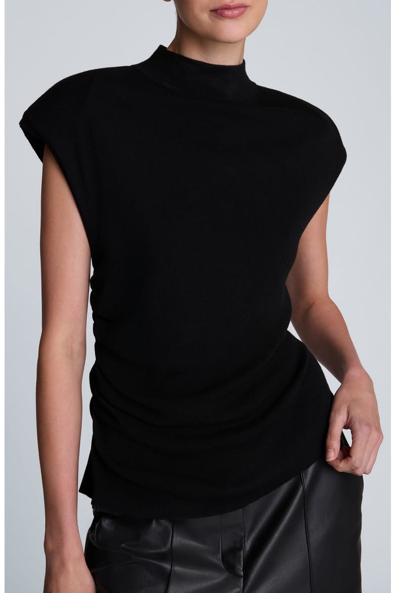 Asymmetrical Mock Neck Sweater, Main, color, BLACK