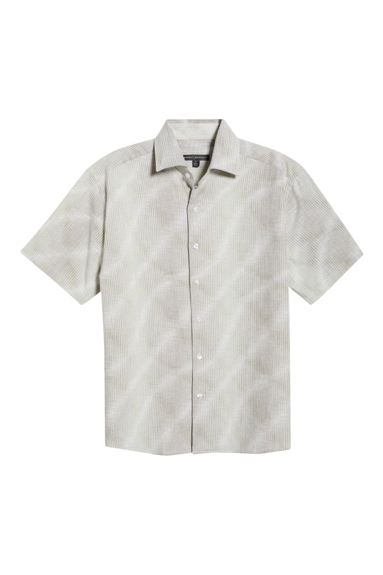 Atheon Stripe Short Sleeve Button-Up Shirt, Main, color, AQUA GREEN