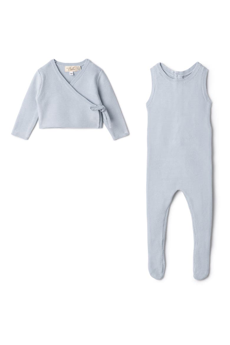 Knit Romper and Wrap Cardigan Set, Main, color, Blue