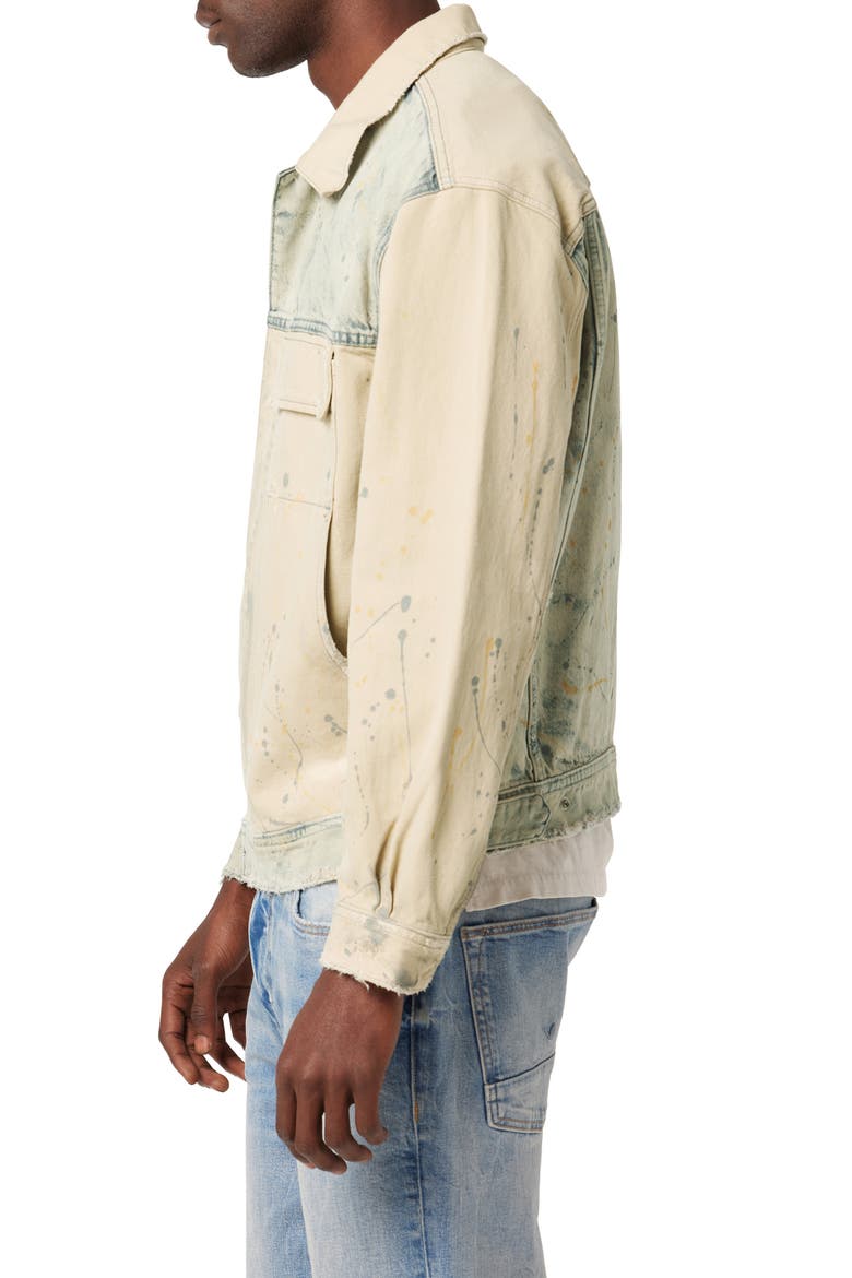 Boxy Denim Trucker Jacket, Alternate, color, TAN ACID