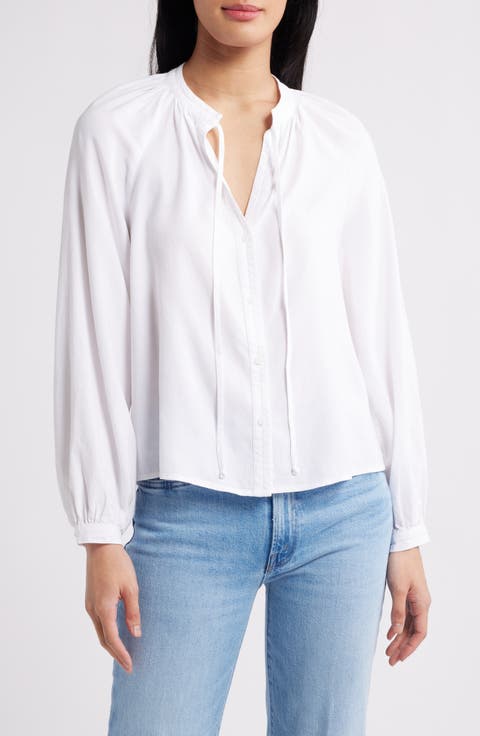 Raglan Sleeve Button-Up Top