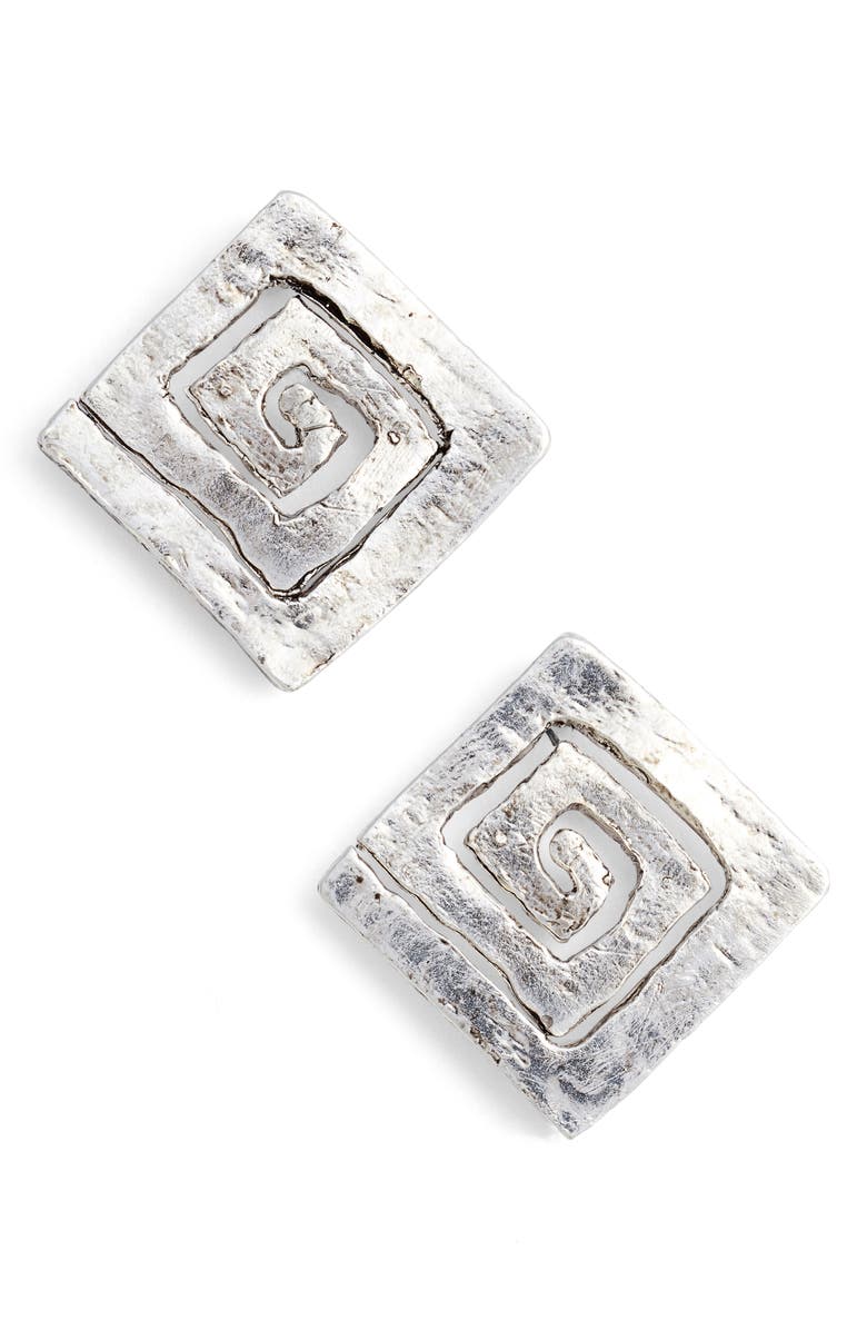 Karine Sultan Square Stud Earrings, Main, color, Silver