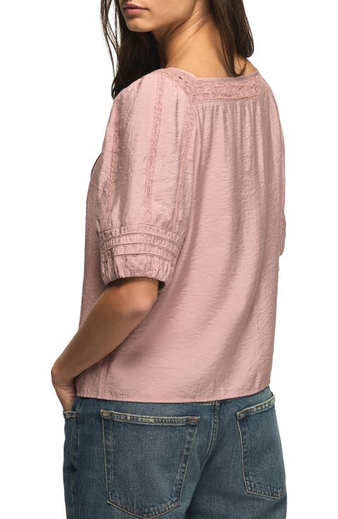 Lace Trim Square Neck Top