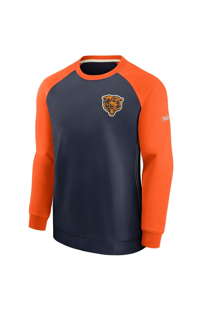 Nike Men's Nike Navy/Orange Chicago Bears Historic Raglan Crew Performance Sweater, Alternate, color, 