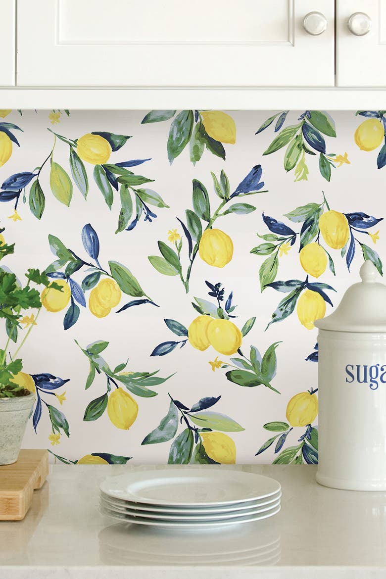 Lemon Drop Yellow Peel & Stick Wallpaper, Alternate, color, YELLOW