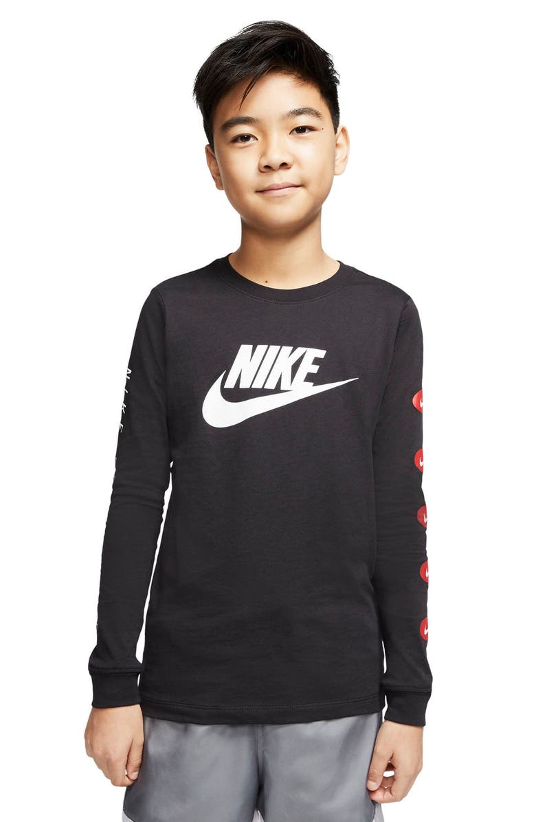 Nike Kids' Sportswear Long Sleeve Logo Graphic Tee, Alternate, color, 