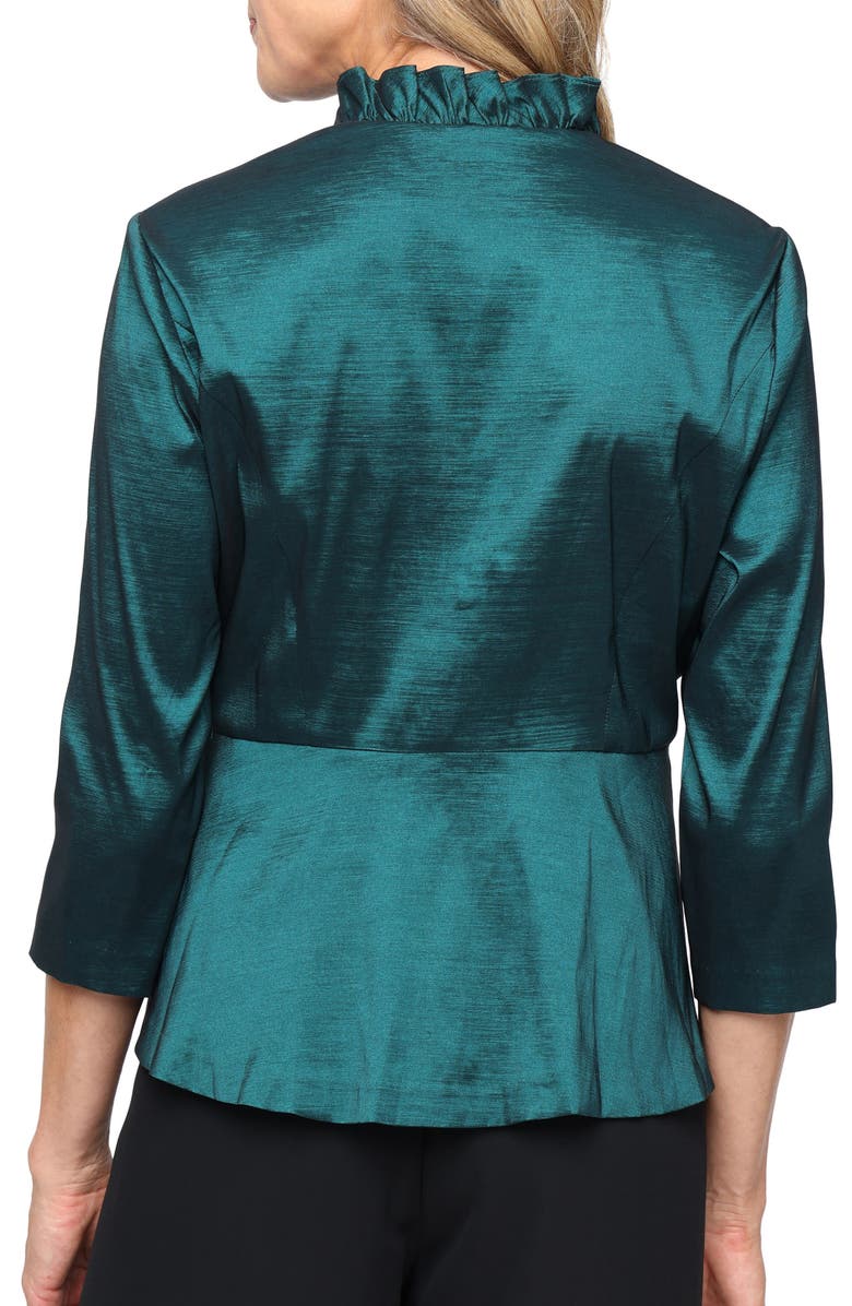 Alex Evenings Stretch Taffeta Faux Wrap Peplum Top, Alternate, color, Emerald Green