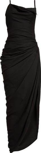 オールインワン・サロペット Jacquemus Long Asymmetric Lingerie Dress JACQUEMUS La Saudade Longue Brodée Asymmetric Draped