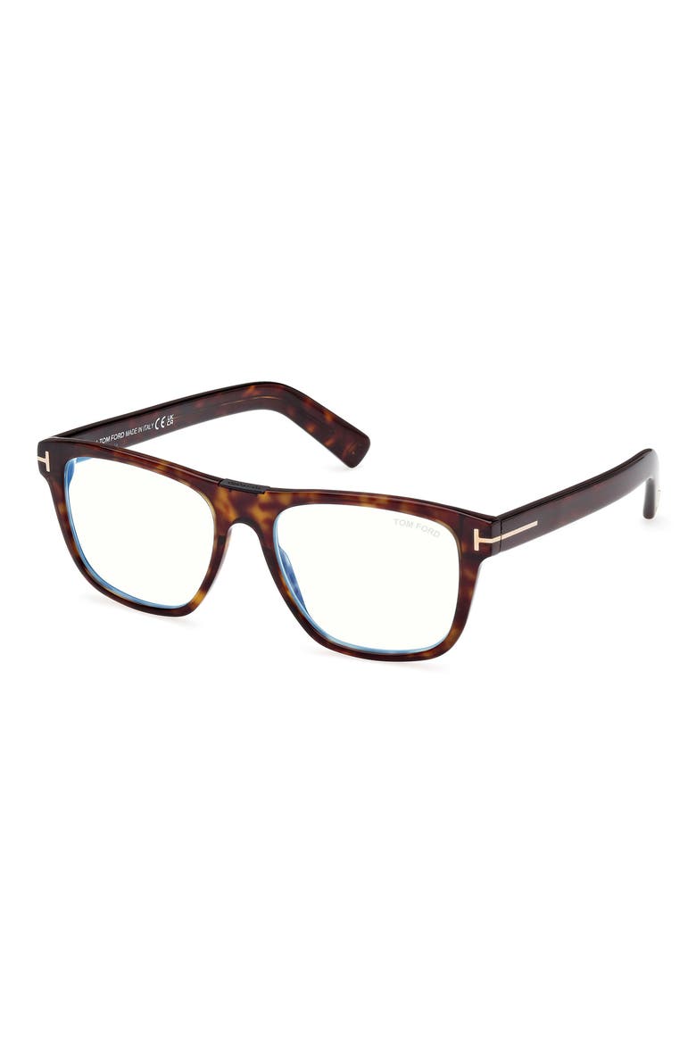54mm Square Blue Light Blocking Optical Glasses, Alternate, color, HAVANA ECO / T LOGO