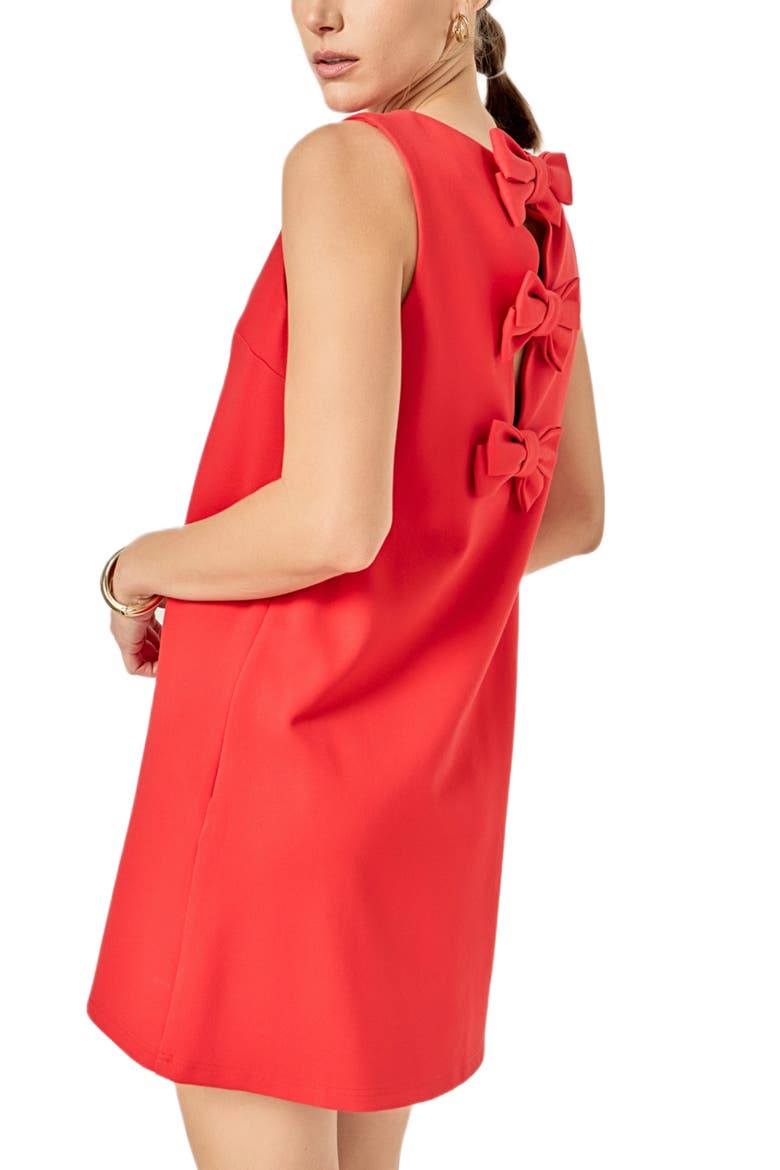 Bow Detail Sleeveless Stretch Shift Dress, Alternate, color, RED