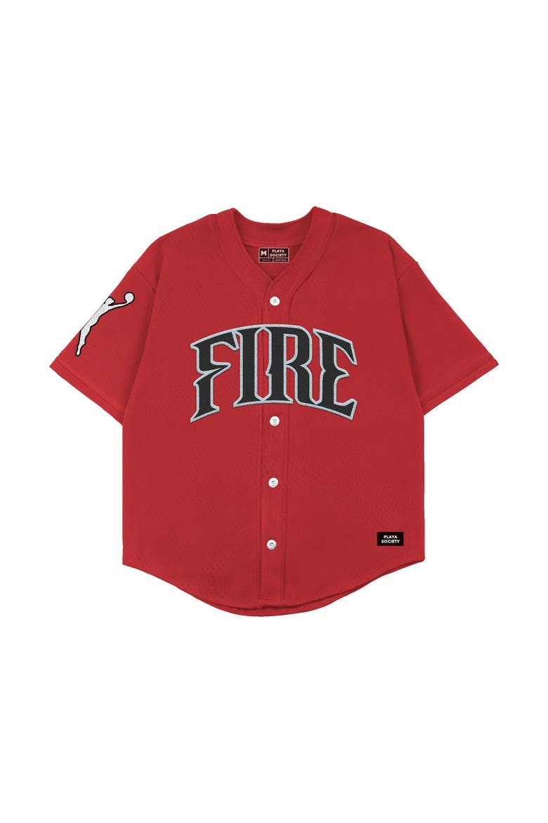Unisex Playa Society  Red Portland Fire Baseball Fashion Jersey, Alternate, color, Red