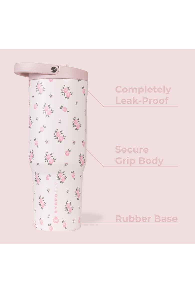 Sport Insulated Stainless Steel Water Bottle with Flip Straw and Swivel Handle for Gym & Outdoors, Alternate, color, Wildrose
