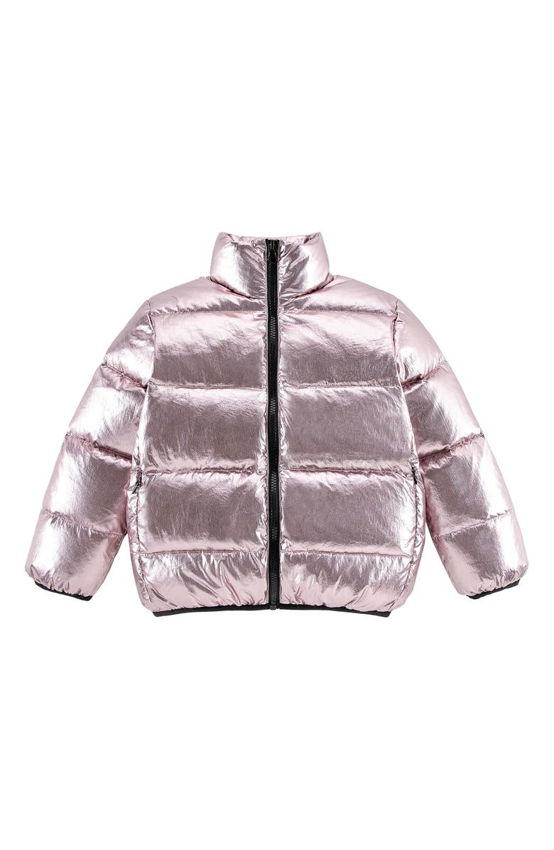 CALONIE Kids' Finley Waterproof Metallic Down Puffer Jacket, Main, color, Purple