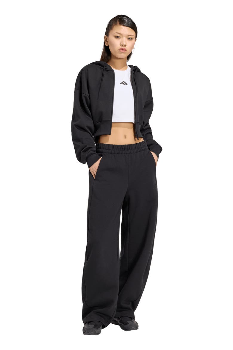Fleece Wide Leg Pants, Alternate, color, BLACK