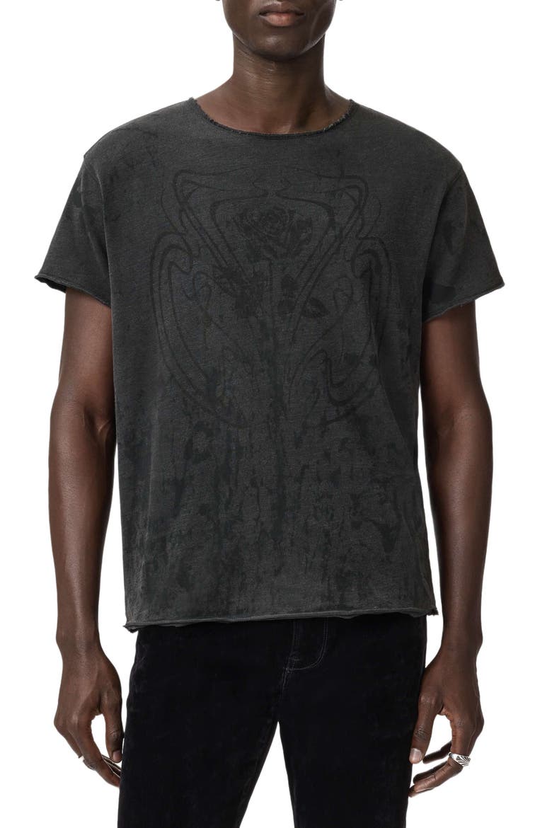 Relaxed Fit Raw Edge Organic Cotton T-Shirt, Alternate, color, CHARCOAL