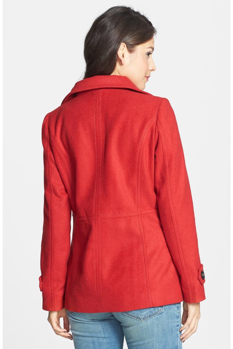 Double Breasted Peacoat, Alternate, color, RED
