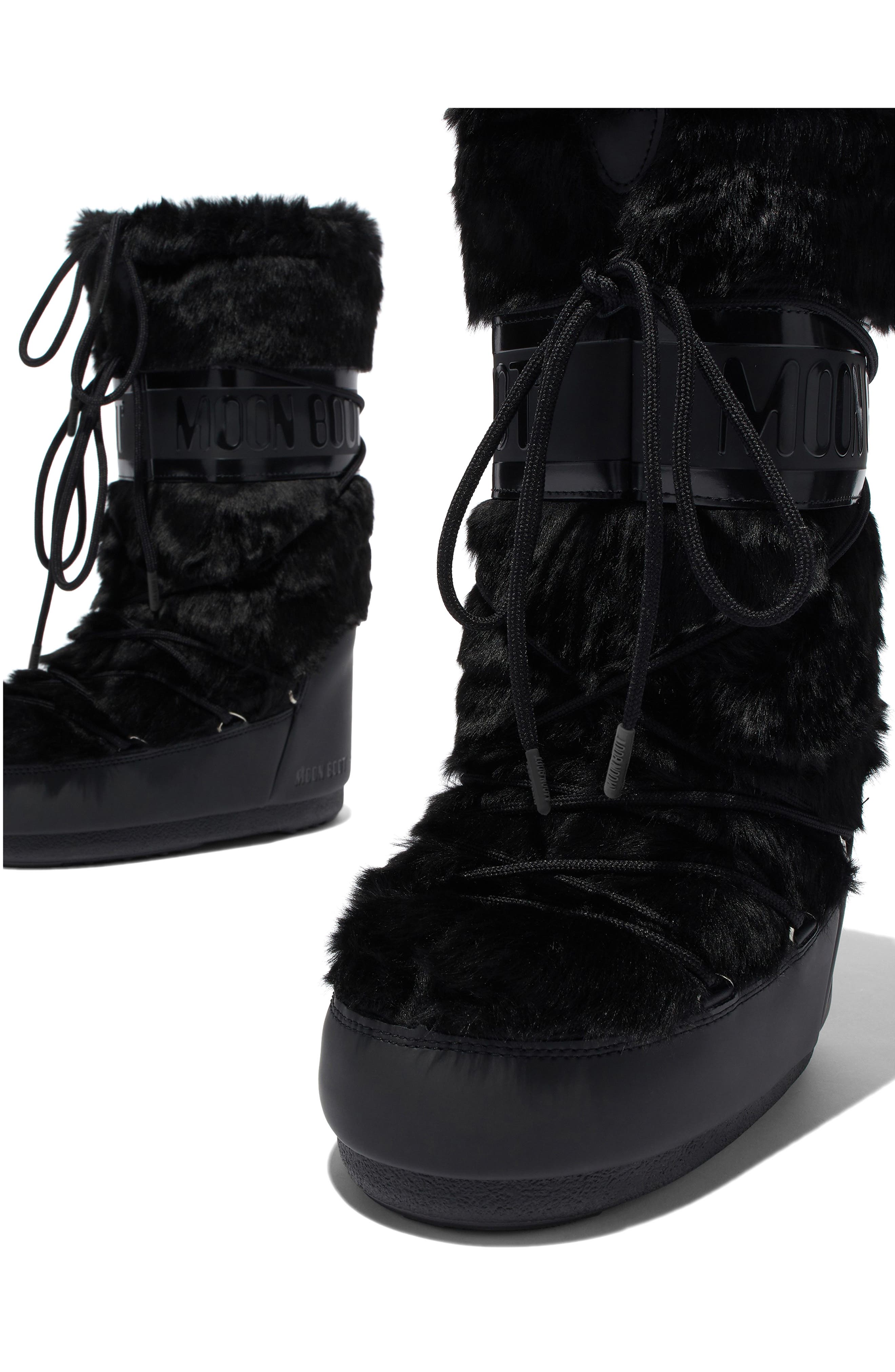 Moon Boot<sup>®</sup> Icon Faux Fur Water Repellent Moon Boot<sup>®</sup>, Alternate, color, Black