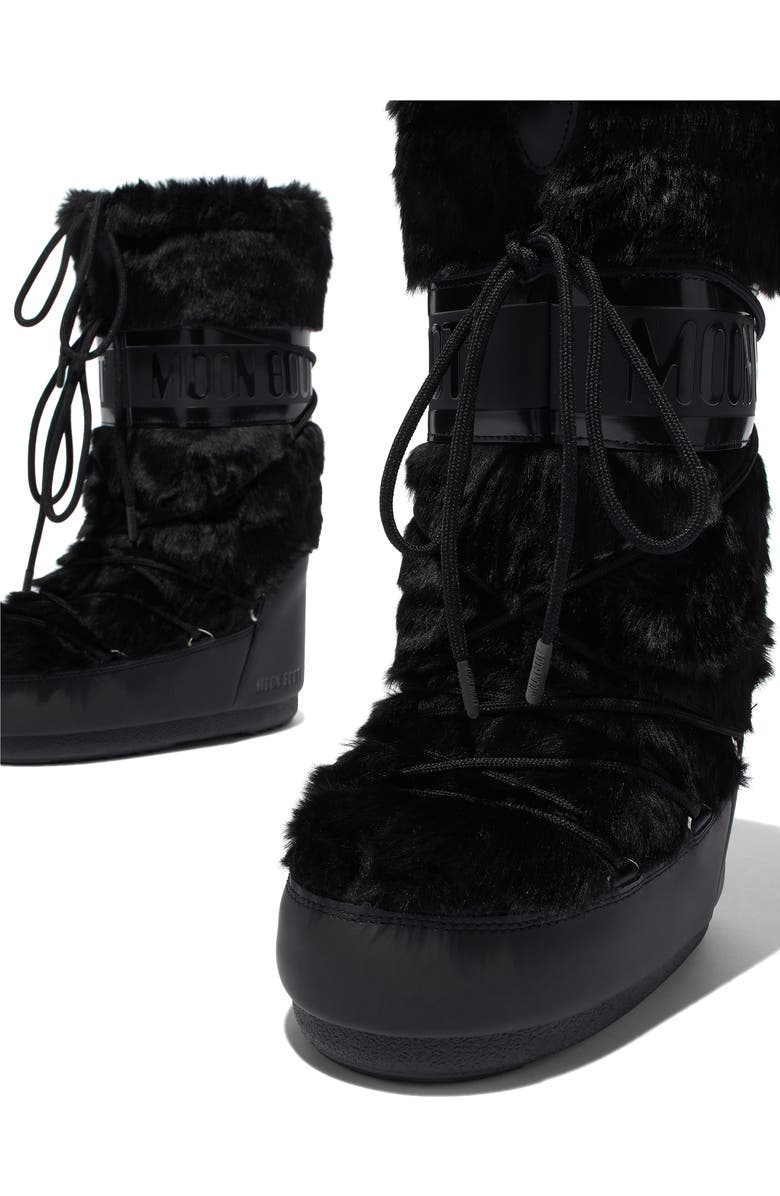 Moon Boot<sup>®</sup> Icon Faux Fur Water Repellent Moon Boot<sup>®</sup>, Alternate, color, Black