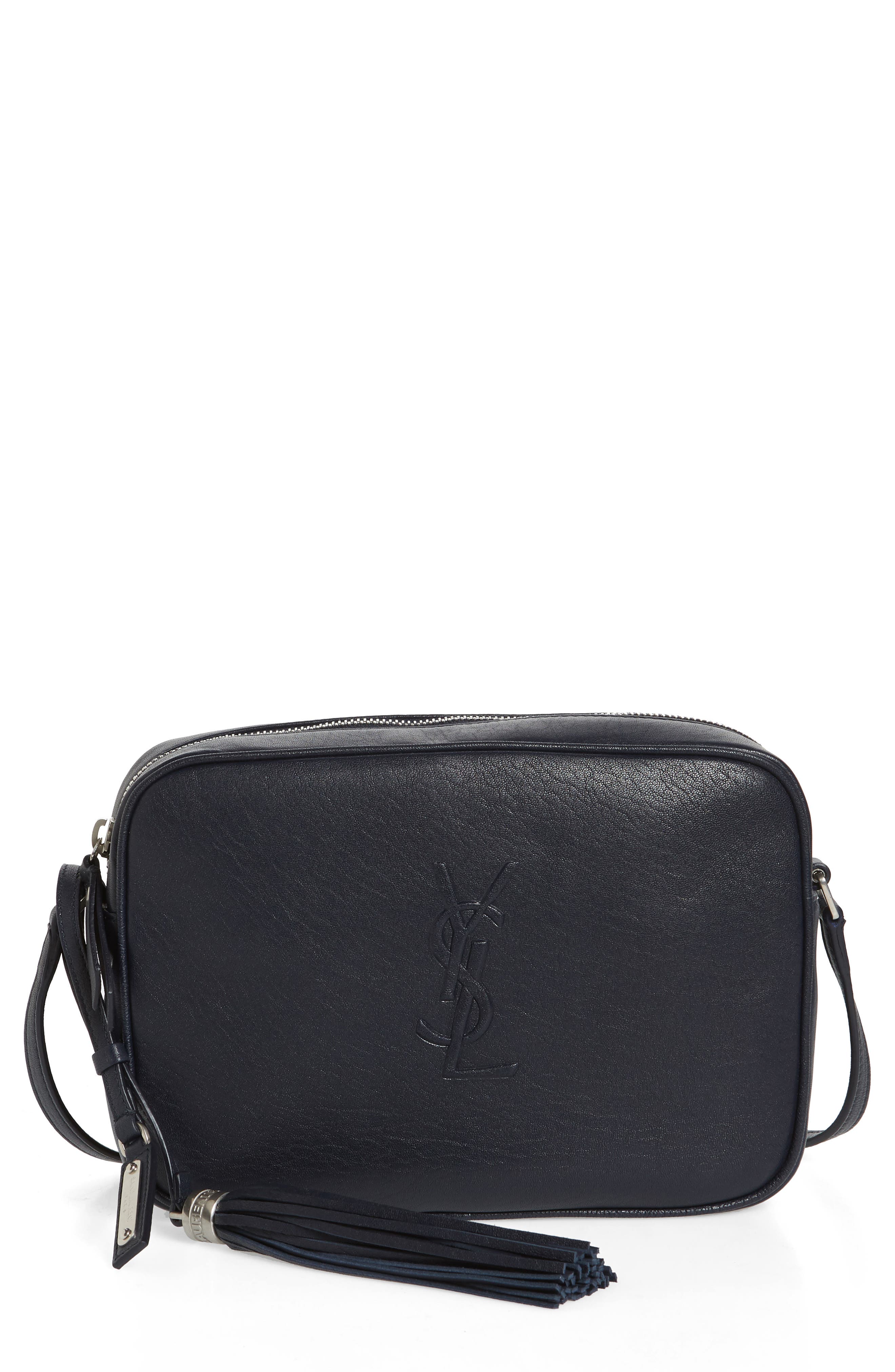Small Mono Leather Camera Bag, Main, color, DEEP MARINE