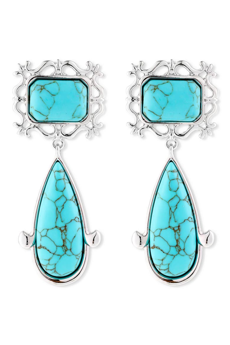 Viva Drop Earrings, Main, color, SILVER/ TURQUOISE