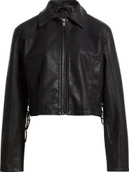 BP. Side Tie Faux Leather Moto Jacket