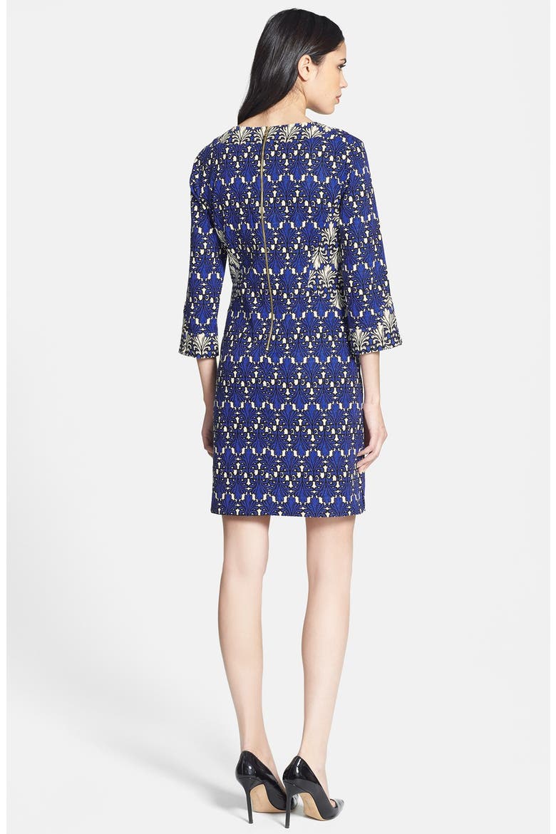 Print Cotton Jacquard Shift Dress, Alternate, color, COBALT MULTI