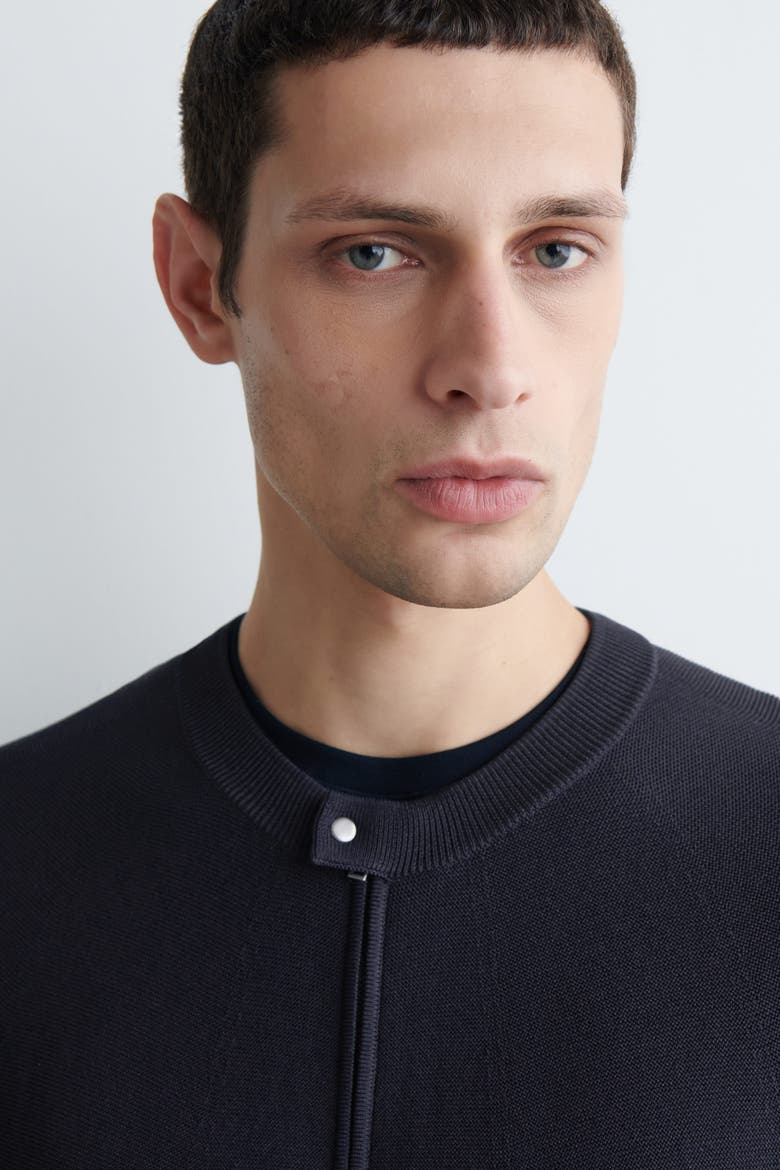 Racer-Neck Knitted Jacket, Alternate, color, NAVY