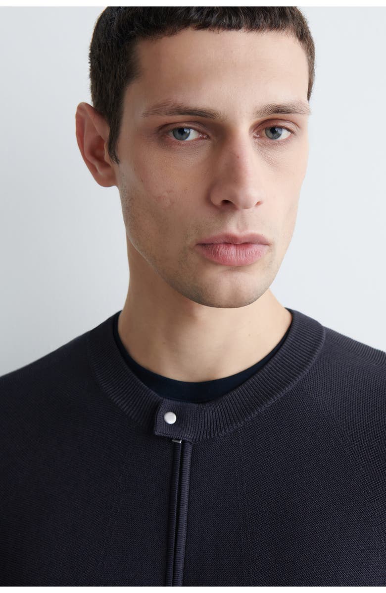 COS Racer-Neck Knitted Jacket, Alternate, color, Navy