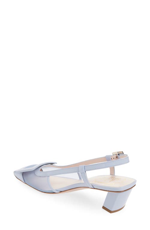 Roger Vivier Belle Vivier Buckled Patent-leather And Mesh Slingback Pumps In Placid Blue/celestial Blue