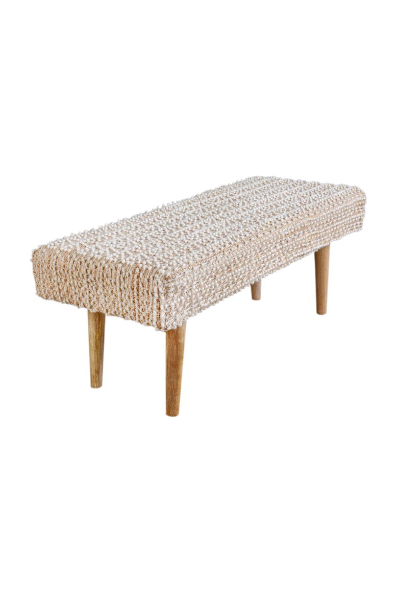 Natural Boucle Handwoven Bench, Main, color, Beige