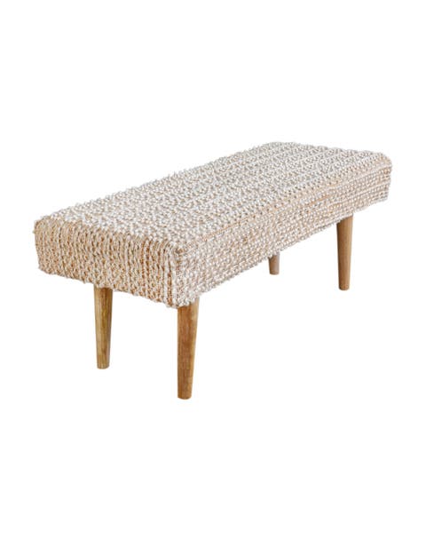 Natural Boucle Handwoven Bench