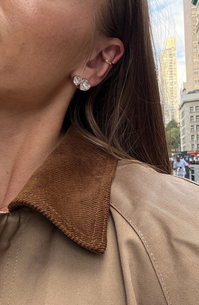 BaubleBar Kali Double Heart Stud Earrings, Alternate, color, Clear/ Gold