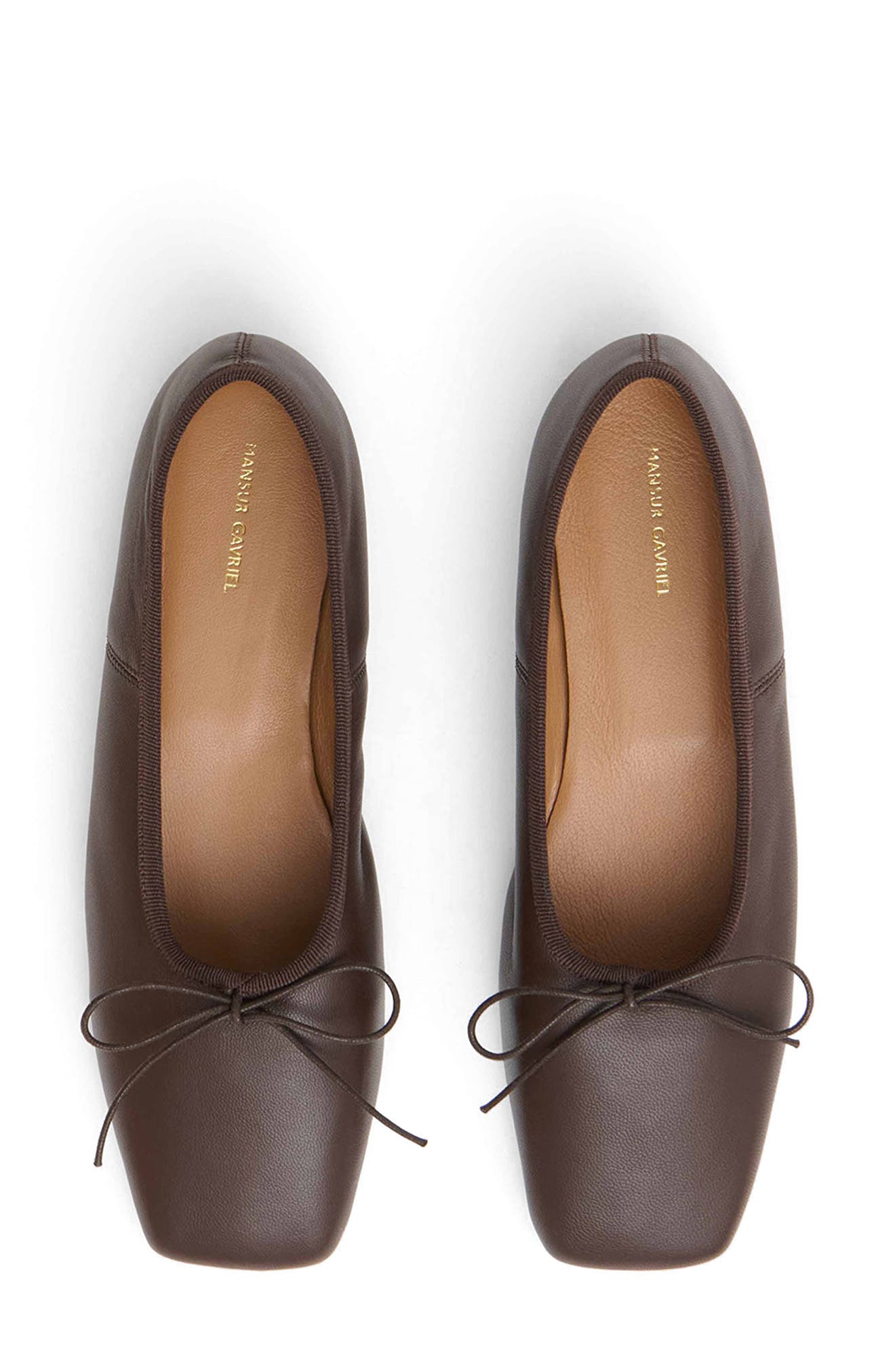 Mansur Gavriel Square Toe Ballerina Flat, Alternate, color, Chocolate
