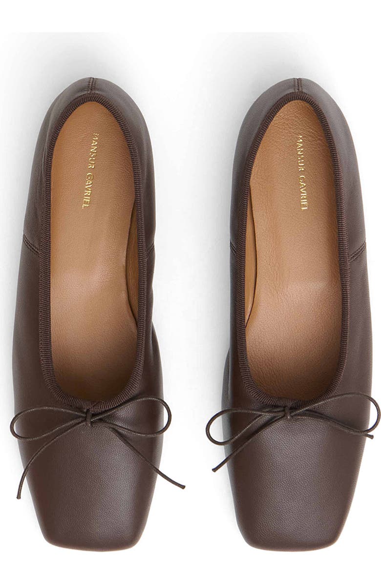 Mansur Gavriel Square Toe Ballerina Flat, Alternate, color, Chocolate