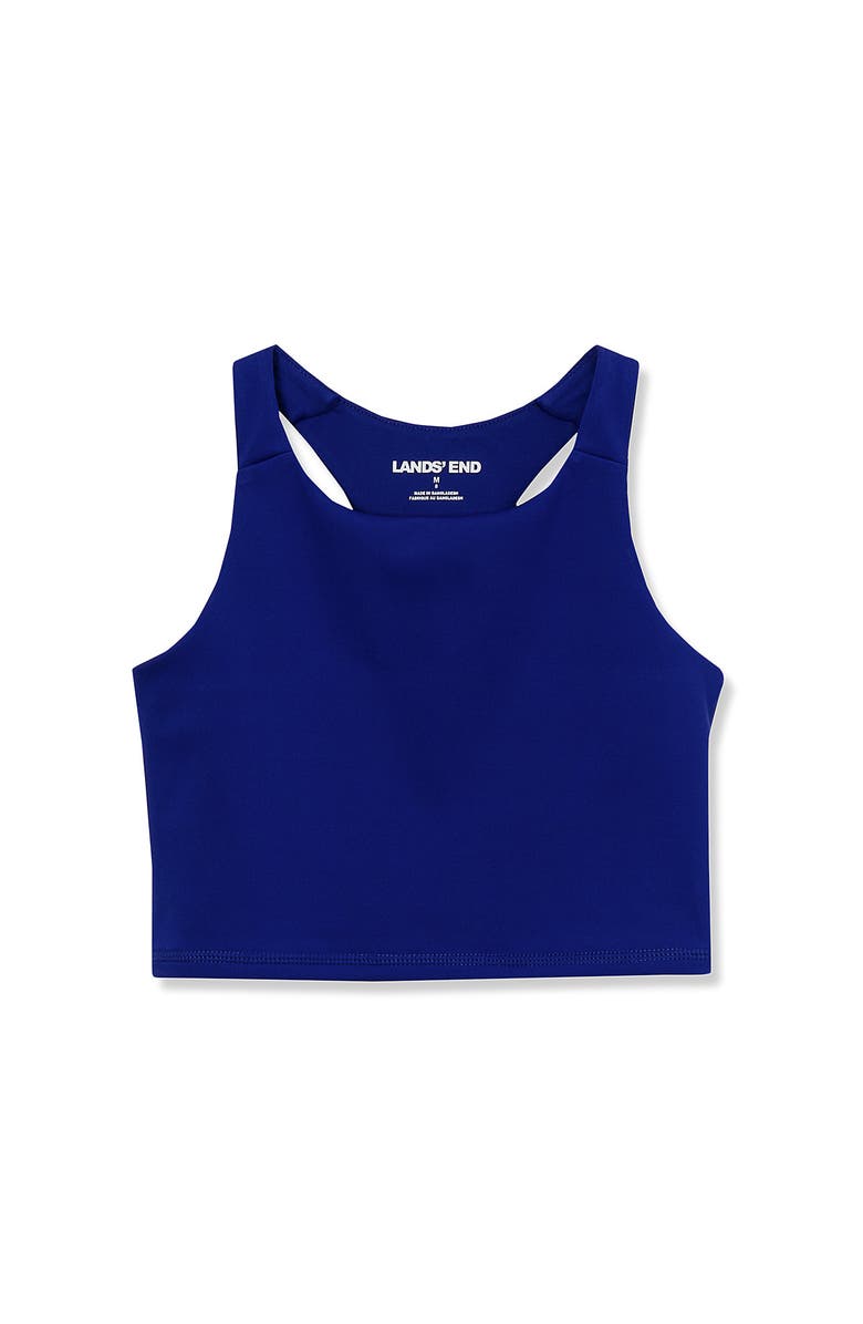 Lands' End Girls Active Crop Tank, Main, color, Deep Blue