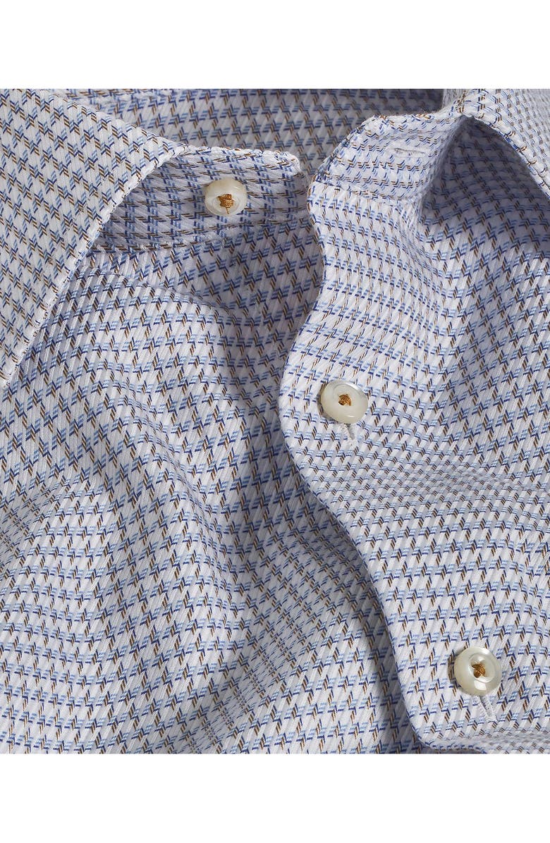 David Donahue Trim Fit Twill Texture Check Dress Shirt, Alternate, color, Blue/ Dune