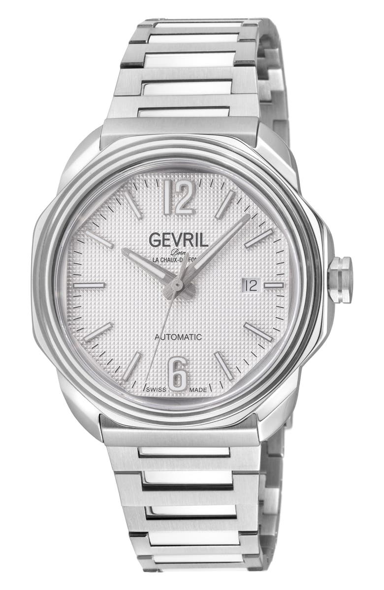 GEVRIL Roosevelt Automatic Bracelet Watch, 42mm, Main, color, Silver