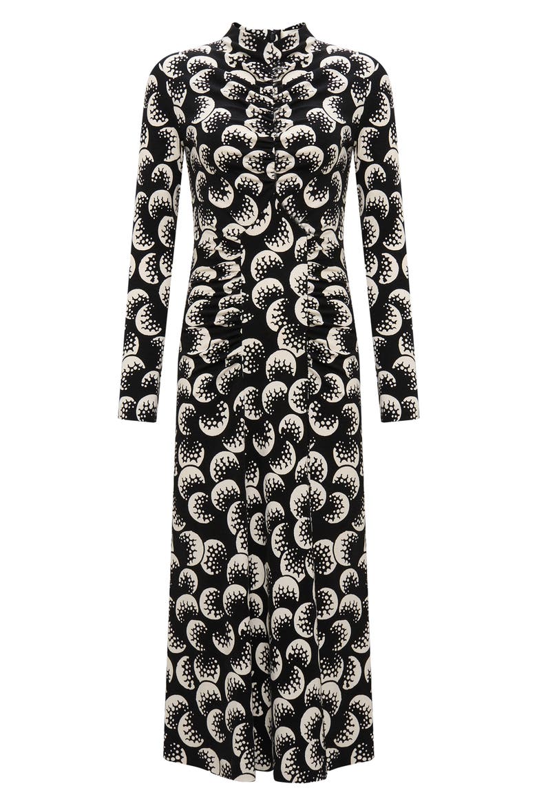 Emanuelle Print Mock Neck Midi Dress, Alternate, color, MOON LANDING LG