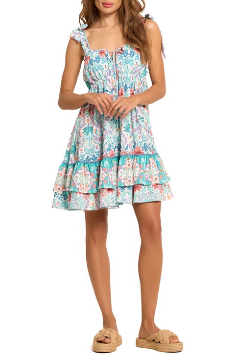 Bow Strap Tie Front Cover-Up Mini Sundress