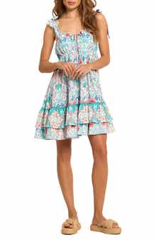 Cosita Linda Bow Strap Tie Front Cover-Up Mini Sundress