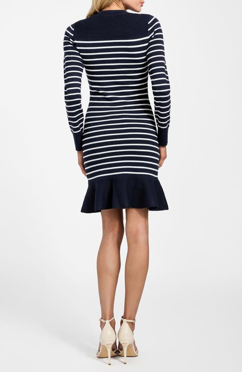 Guess Helen Stripe Long Sleeve Sweater Dress In Blue