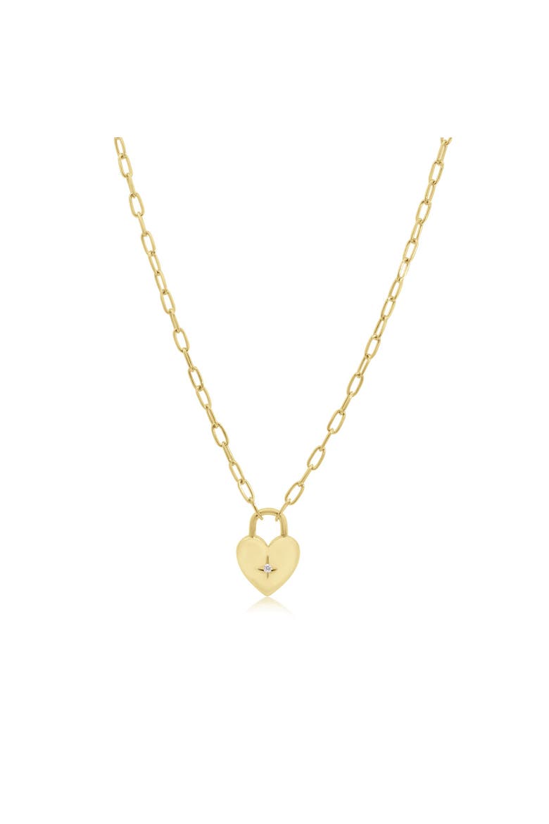 Heart Locket Paperclip Necklace, Main, color, Gold-Plated Sterling Silver