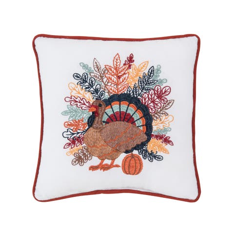 Colorful Harvest Turkey Mini Accent Pillow