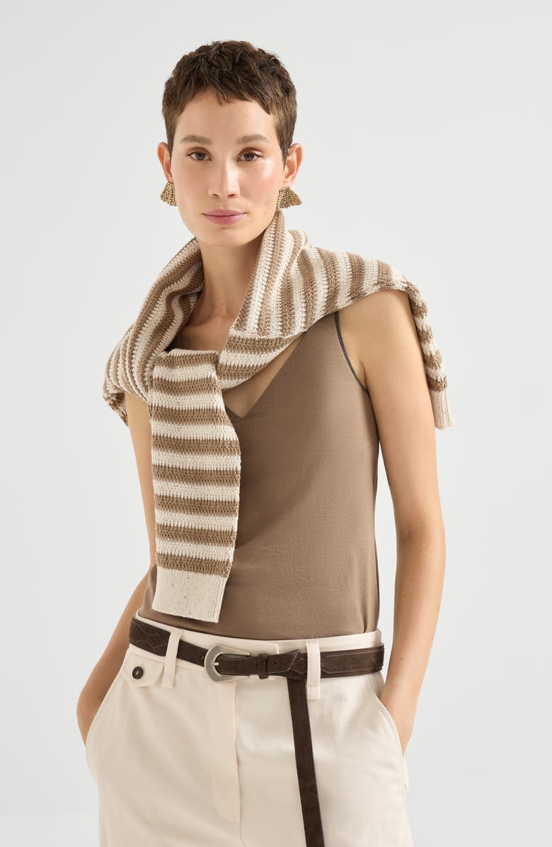 Brunello Cucinelli Jersey top, Alternate, color, Light Brown