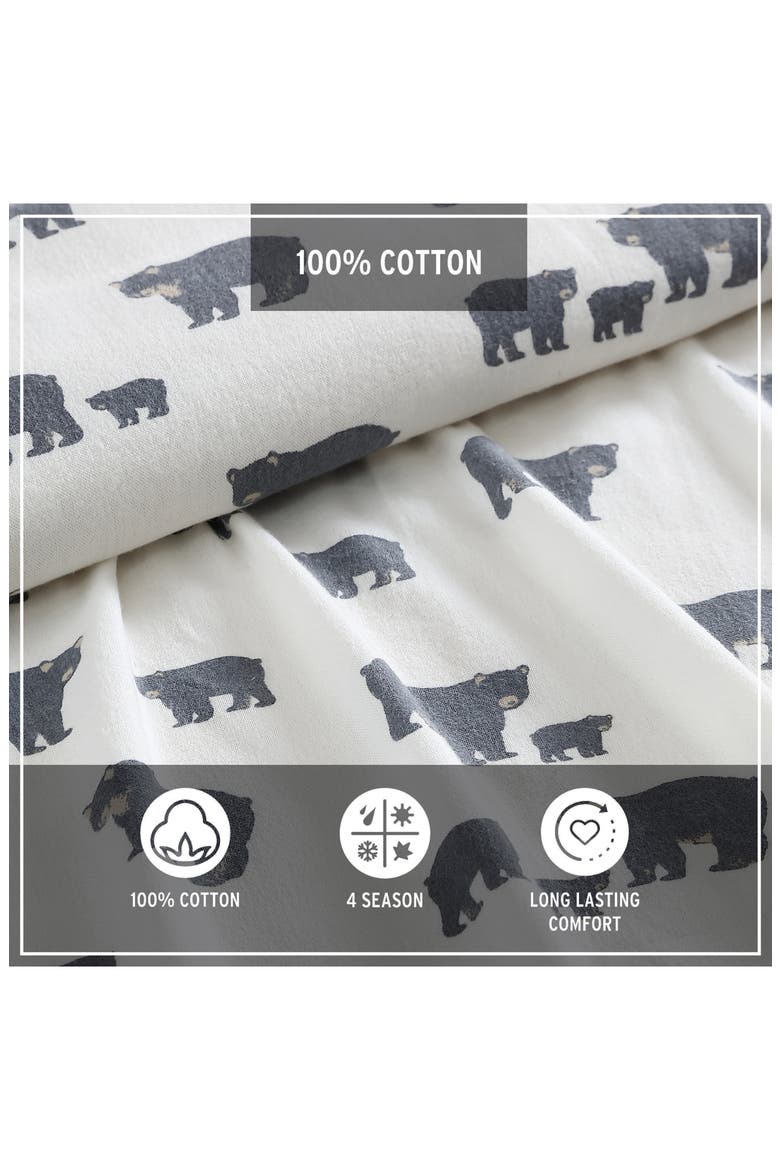 Bear Family Cotton Flannel Sheet Set, Alternate, color, GREY