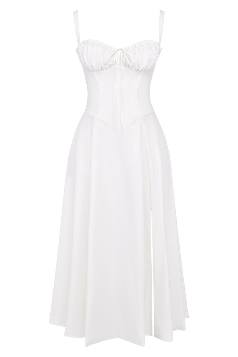 Carmen Bustier Sundress, Alternate, color, WHITE