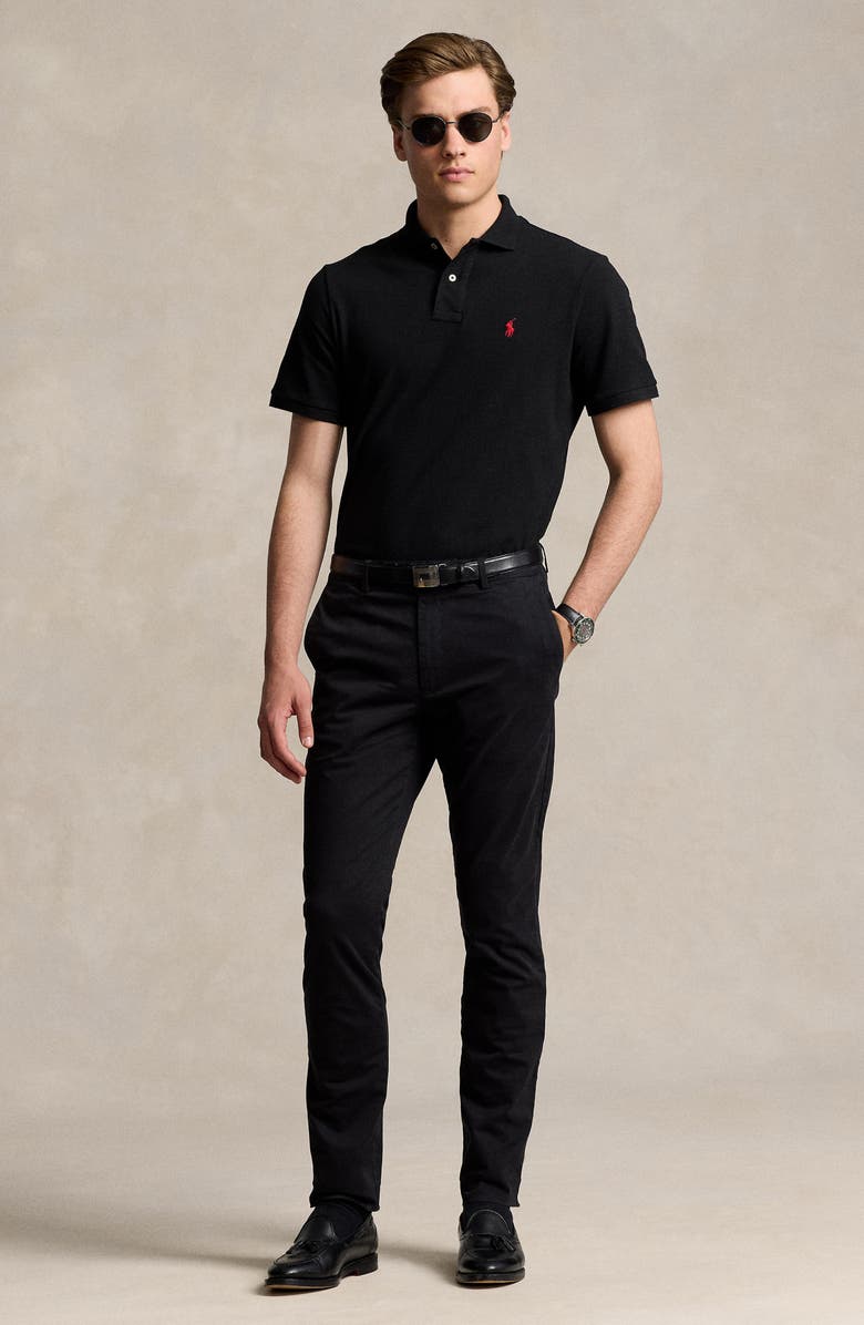 Polo Ralph Lauren The Iconic Mesh Polo Shirt, Alternate, color, Black Marl Heather