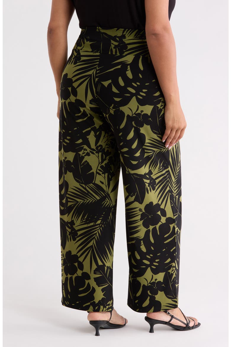 Tropical Print High Waist Wide Leg Palazzo Pants, Alternate, color, BAY LEAF / ANNE BLACK